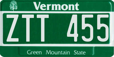 VT license plate ZTT455
