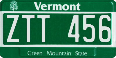 VT license plate ZTT456
