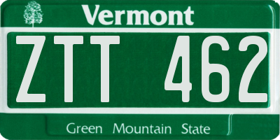 VT license plate ZTT462