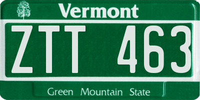 VT license plate ZTT463
