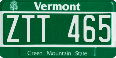 VT license plate ZTT465