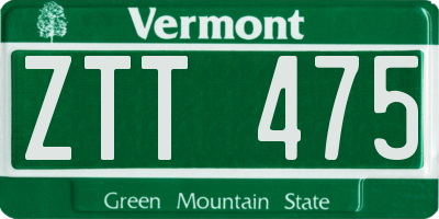 VT license plate ZTT475