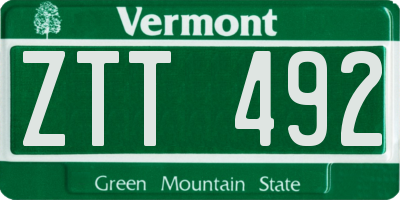 VT license plate ZTT492
