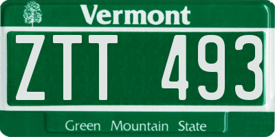 VT license plate ZTT493