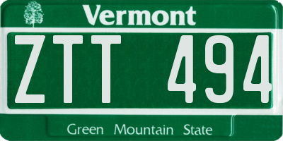 VT license plate ZTT494