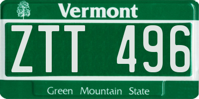 VT license plate ZTT496
