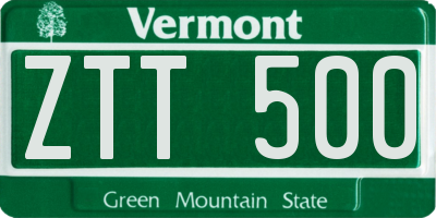 VT license plate ZTT500