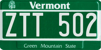 VT license plate ZTT502
