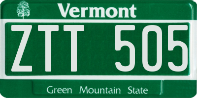VT license plate ZTT505