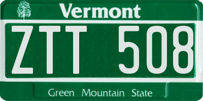 VT license plate ZTT508
