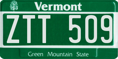 VT license plate ZTT509