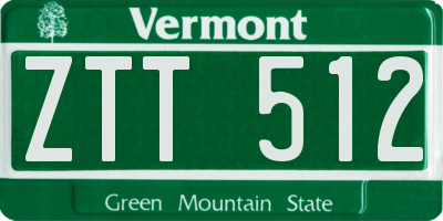 VT license plate ZTT512