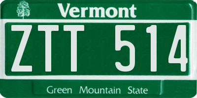 VT license plate ZTT514