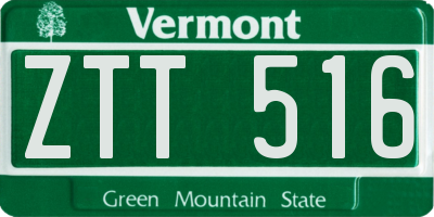 VT license plate ZTT516