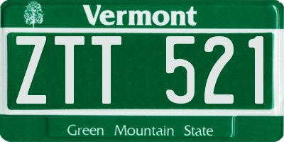 VT license plate ZTT521