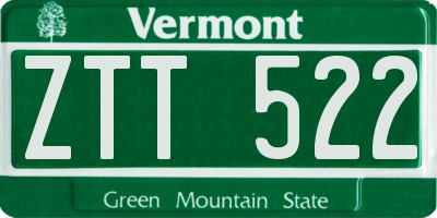 VT license plate ZTT522