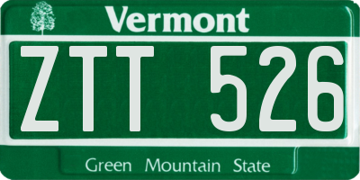 VT license plate ZTT526