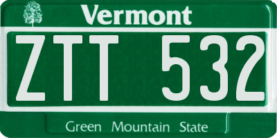 VT license plate ZTT532