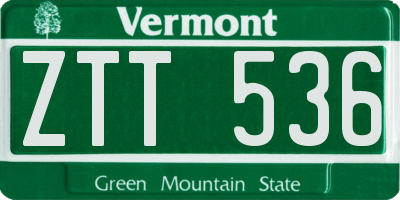 VT license plate ZTT536