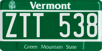 VT license plate ZTT538