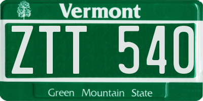 VT license plate ZTT540