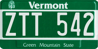 VT license plate ZTT542