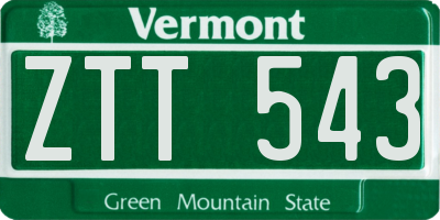 VT license plate ZTT543