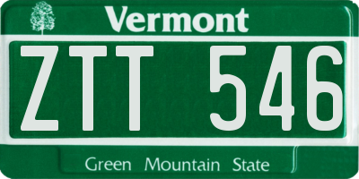 VT license plate ZTT546