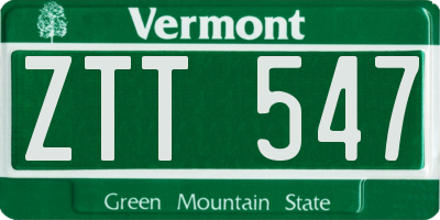 VT license plate ZTT547