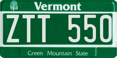 VT license plate ZTT550
