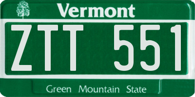 VT license plate ZTT551