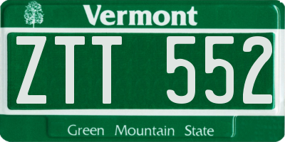 VT license plate ZTT552