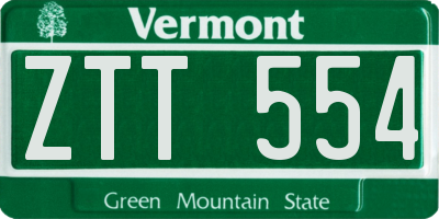 VT license plate ZTT554