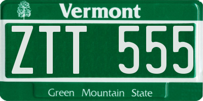 VT license plate ZTT555
