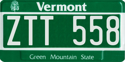 VT license plate ZTT558