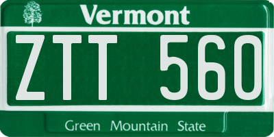 VT license plate ZTT560
