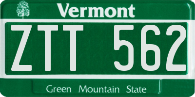 VT license plate ZTT562