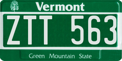 VT license plate ZTT563