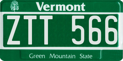 VT license plate ZTT566