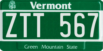VT license plate ZTT567