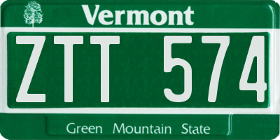 VT license plate ZTT574