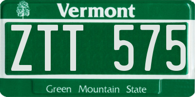 VT license plate ZTT575