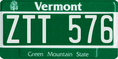 VT license plate ZTT576