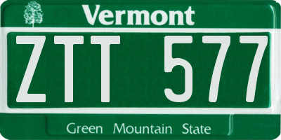 VT license plate ZTT577