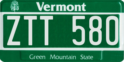 VT license plate ZTT580