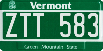 VT license plate ZTT583