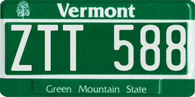 VT license plate ZTT588