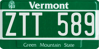 VT license plate ZTT589