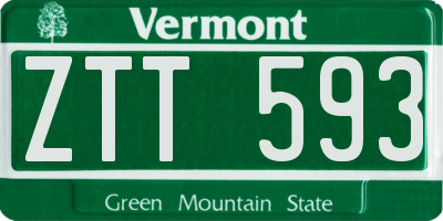 VT license plate ZTT593
