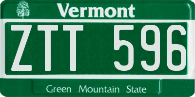 VT license plate ZTT596